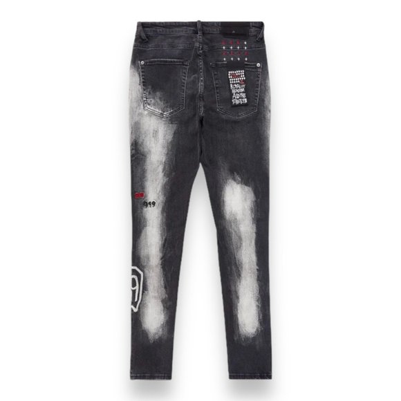 Juice Wrld 999 Club X Ksubi Van Winkle Heavens Faded Black Denim Jeans - Picture 2 of 6